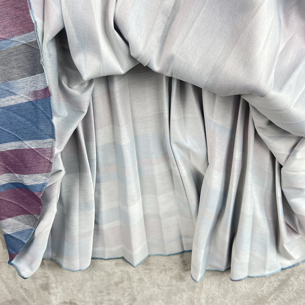 Vtg 80s Cue Fashions Striped Pleated Midi Dress Size 16.5 Large Retro Glamoratti - Picture 10 of 16